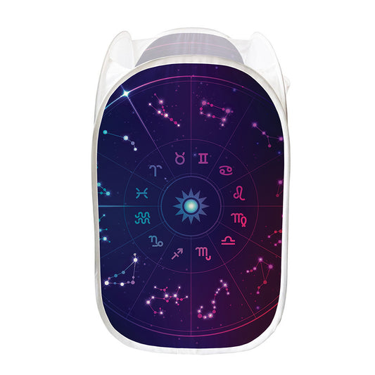 Zodiac Symbols Wheel Print Mesh Laundry Hamper