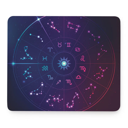 Zodiac Symbols Wheel Print Mouse Pad