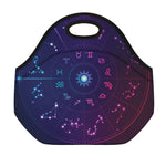 Zodiac Symbols Wheel Print Neoprene Lunch Bag