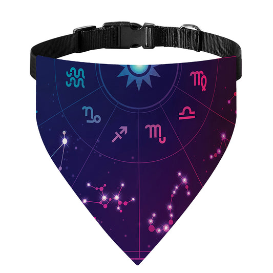 Zodiac Symbols Wheel Print Over The Collar Dog Bandana