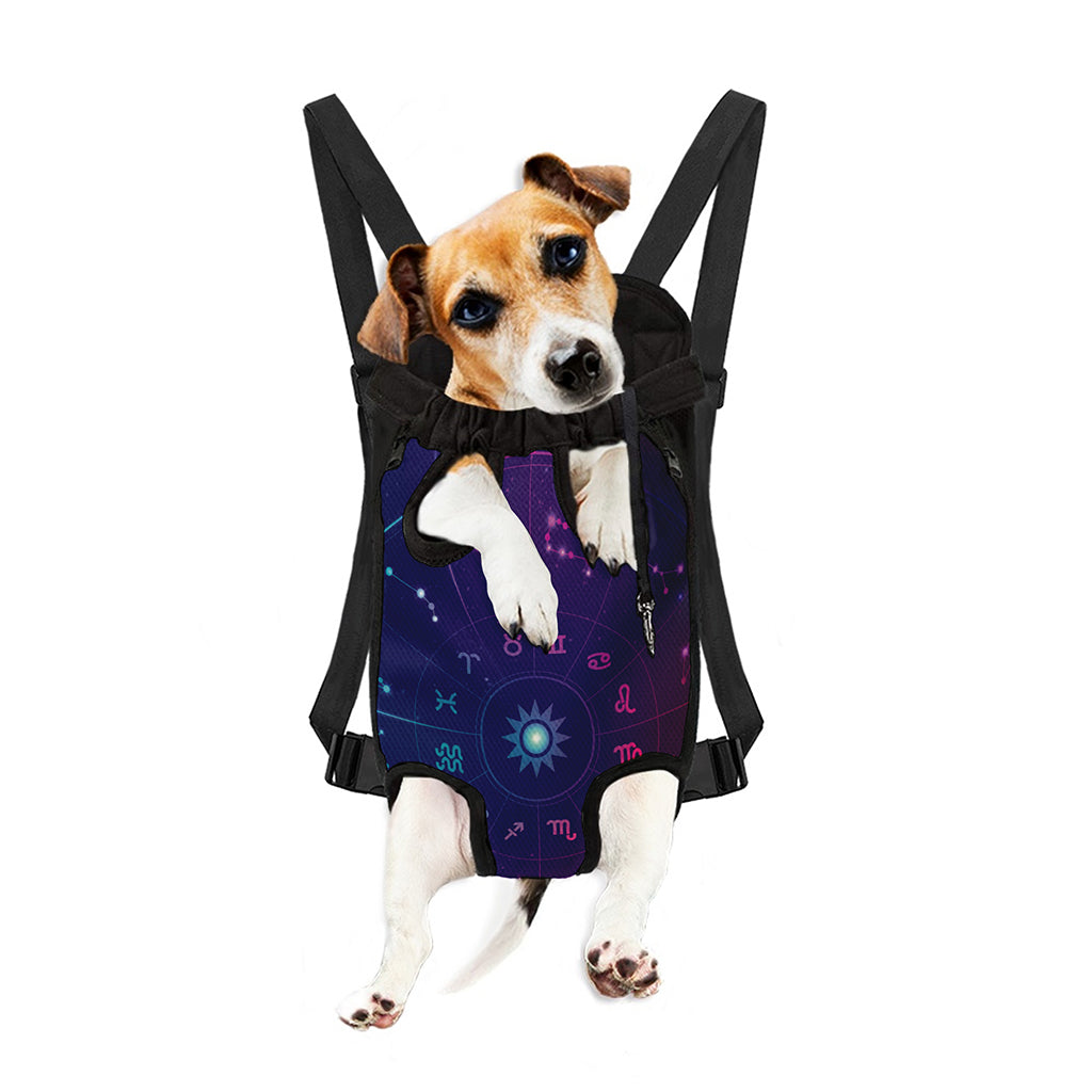 Zodiac Symbols Wheel Print Pet Carrier Backpack