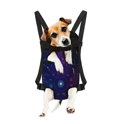 Zodiac Symbols Wheel Print Pet Carrier Backpack
