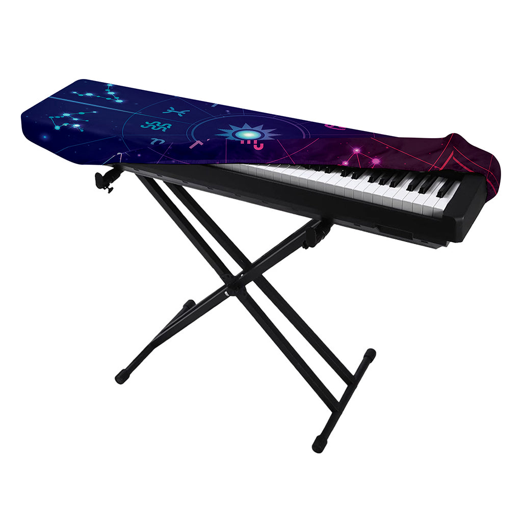 Zodiac Symbols Wheel Print Piano Keyboard Cover