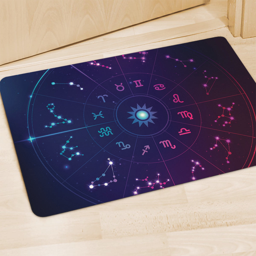 Zodiac Symbols Wheel Print Polyester Doormat