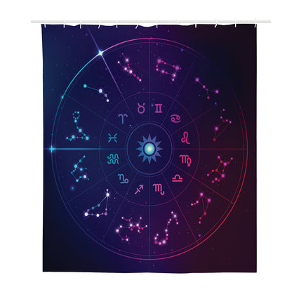 Zodiac Symbols Wheel Print Polyester Shower Curtain