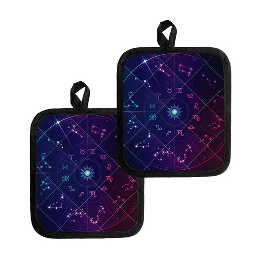Zodiac Symbols Wheel Print Pot Holders