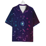 Zodiac Symbols Wheel Print Rayon Hawaiian Shirt