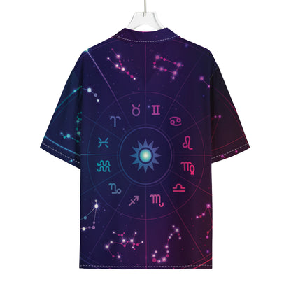 Zodiac Symbols Wheel Print Rayon Hawaiian Shirt
