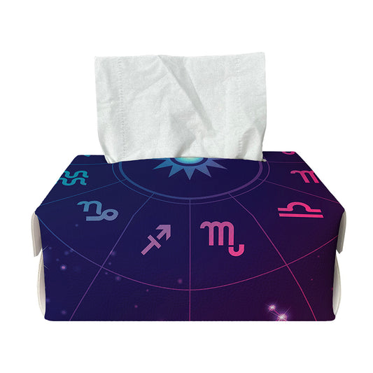Zodiac Symbols Wheel Print Rectangle Tissue Box Cover