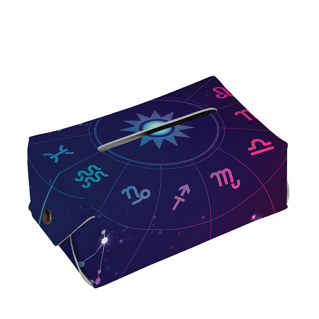 Zodiac Symbols Wheel Print Rectangle Tissue Box Cover