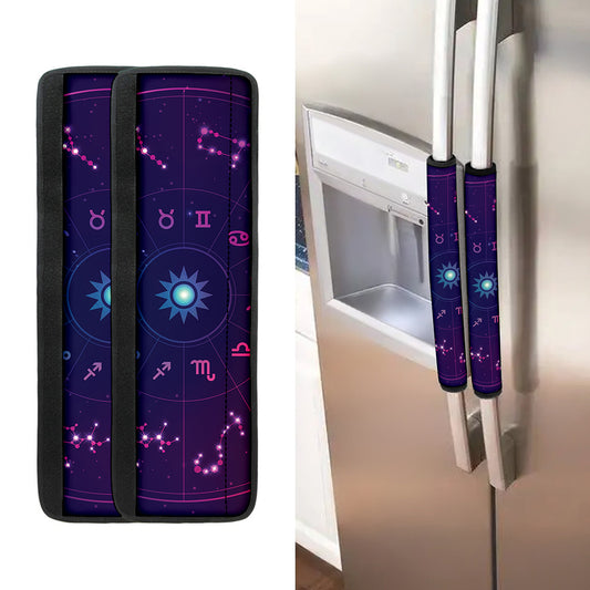 Zodiac Symbols Wheel Print Refrigerator Handle Covers