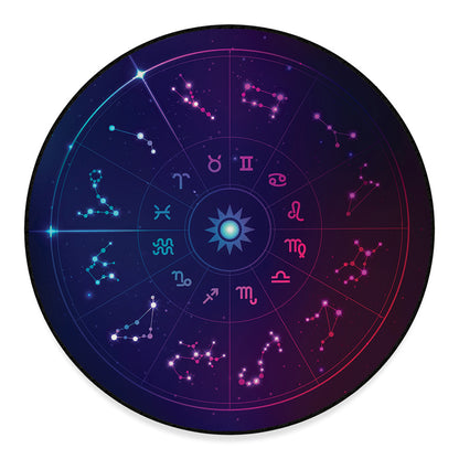 Zodiac Symbols Wheel Print Round Floor Mat