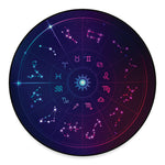 Zodiac Symbols Wheel Print Round Floor Mat