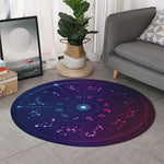 Zodiac Symbols Wheel Print Round Rug