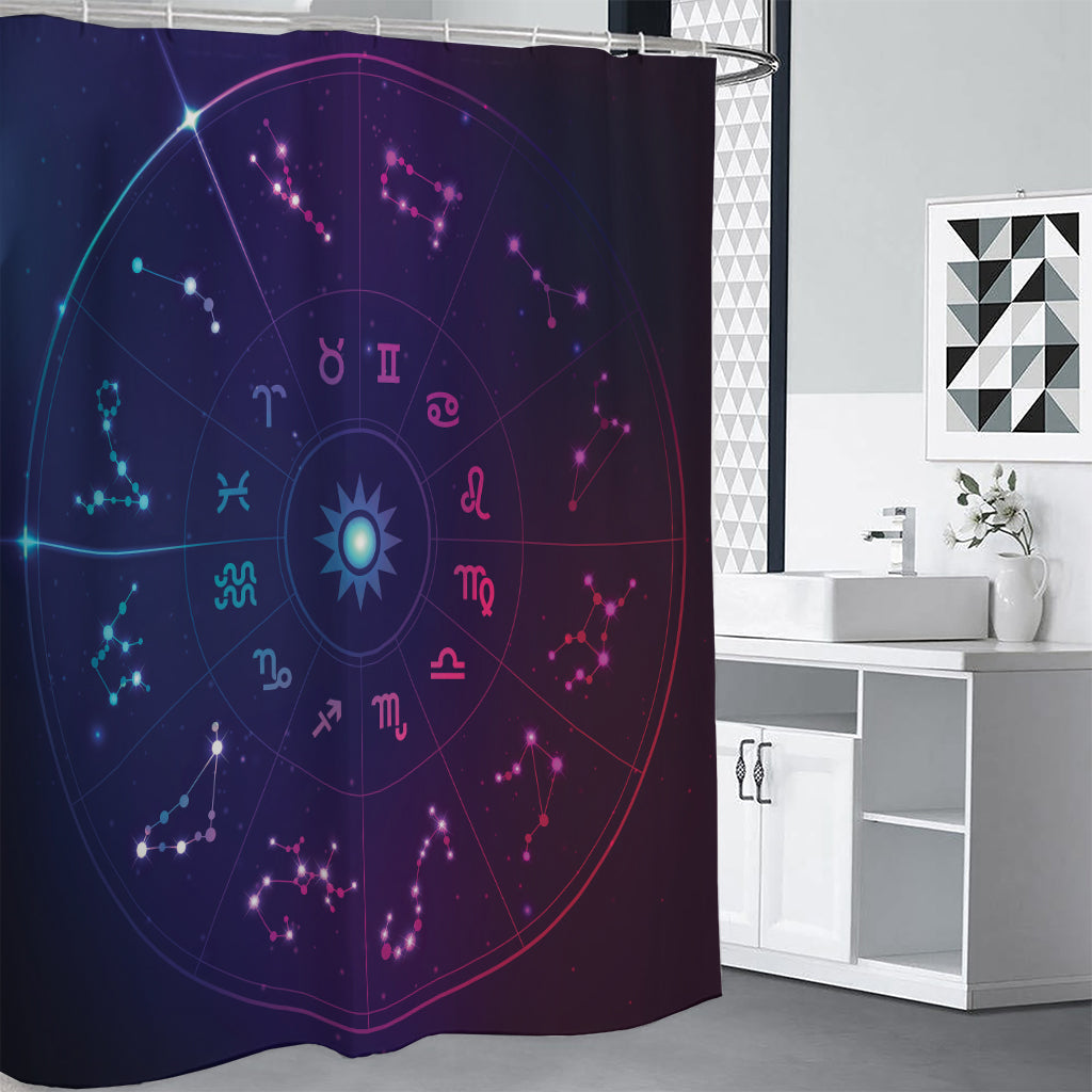 Zodiac Symbols Wheel Print Shower Curtain