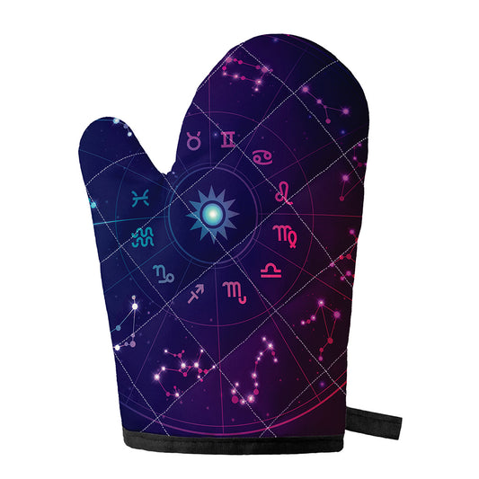 Zodiac Symbols Wheel Print Single Oven Mitt