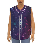 Zodiac Symbols Wheel Print Sleeveless Baseball Jersey