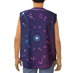Zodiac Symbols Wheel Print Sleeveless Baseball Jersey