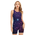 Zodiac Symbols Wheel Print Sleeveless One Piece Swimsuit