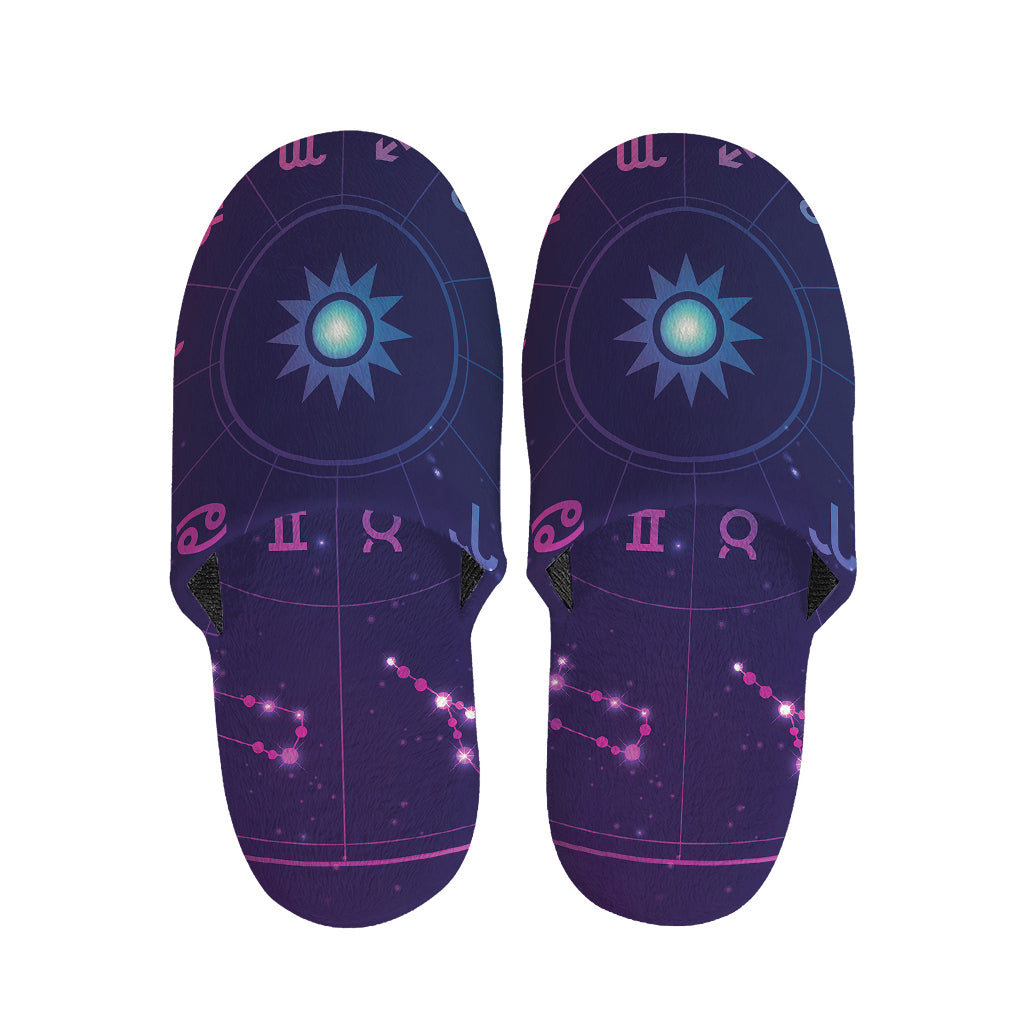 Zodiac Symbols Wheel Print Slippers
