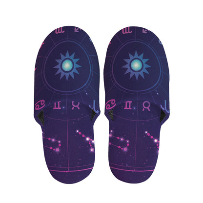 Zodiac Symbols Wheel Print Slippers