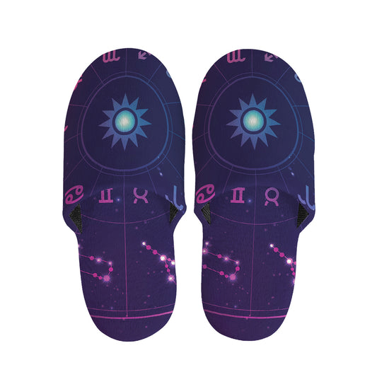 Zodiac Symbols Wheel Print Slippers