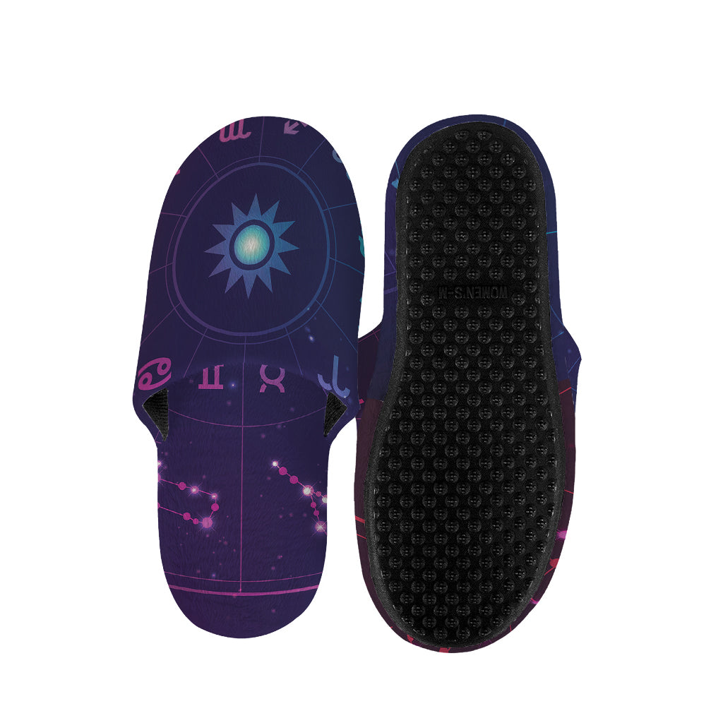 Zodiac Symbols Wheel Print Slippers