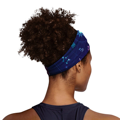Zodiac Symbols Wheel Print Sports Headband