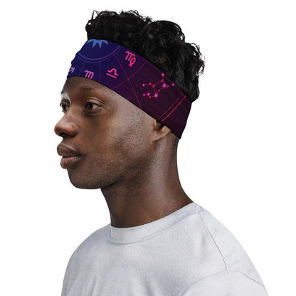 Zodiac Symbols Wheel Print Sports Headband