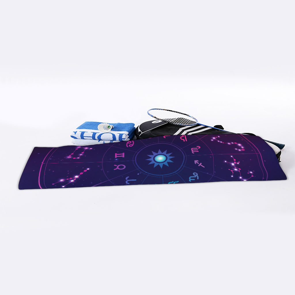 Zodiac Symbols Wheel Print Sports Towel