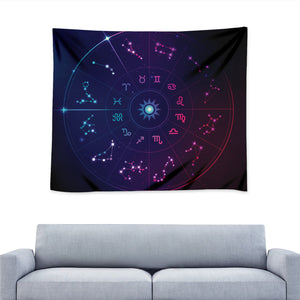 Zodiac Symbols Wheel Print Tapestry