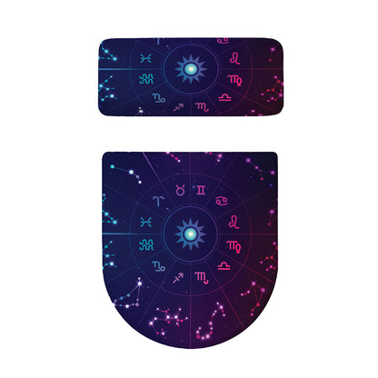 Zodiac Symbols Wheel Print Toilet Lid And Tank Cover Set