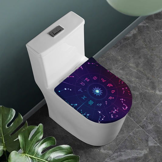 Zodiac Symbols Wheel Print Toilet Lid Cover