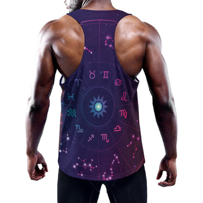 Zodiac Symbols Wheel Print Training Tank Top
