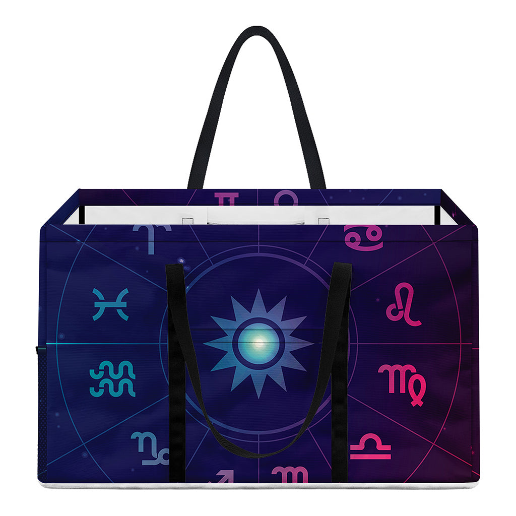 Zodiac Symbols Wheel Print Utility Tote Bag
