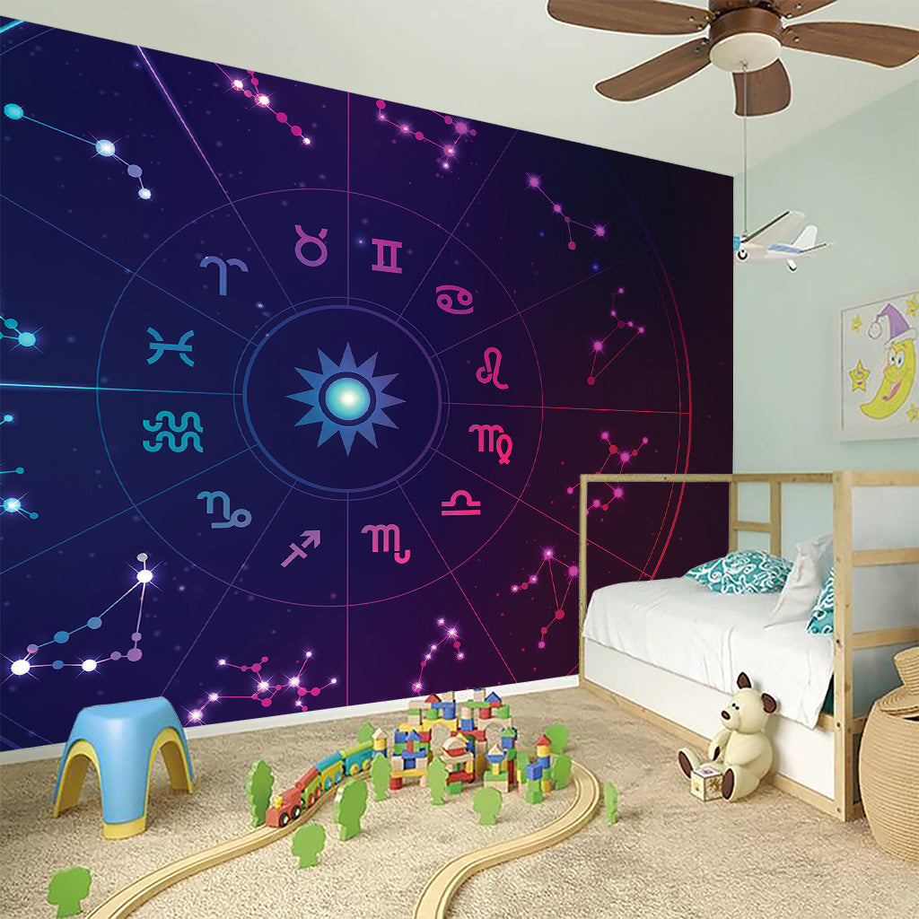Zodiac Symbols Wheel Print Wall Sticker