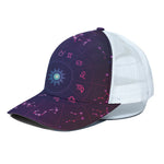 Zodiac Symbols Wheel Print White Mesh Trucker Cap
