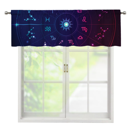 Zodiac Symbols Wheel Print Window Valance