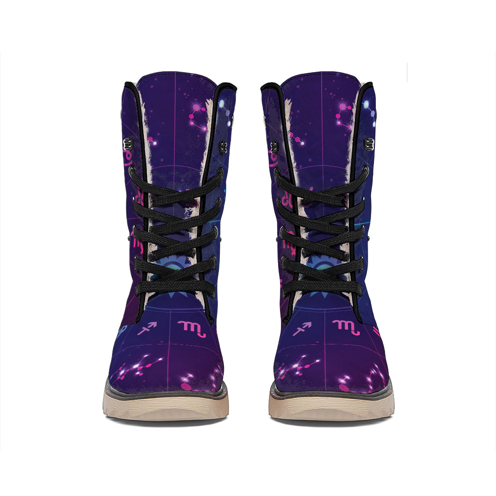 Zodiac Symbols Wheel Print Winter Boots