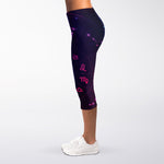 Zodiac Symbols Wheel Print Women's Capri Leggings