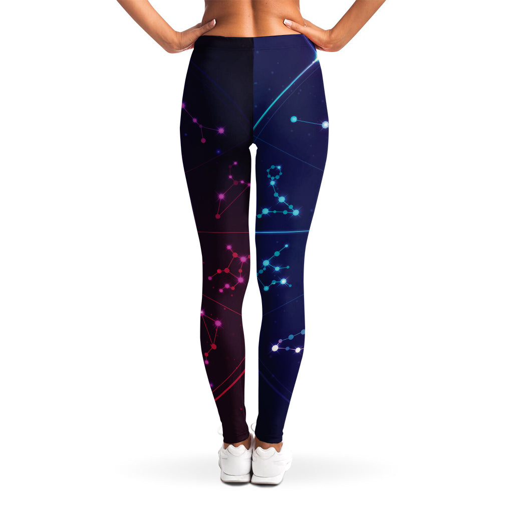 Zodiac Symbols Wheel Print Women's Leggings