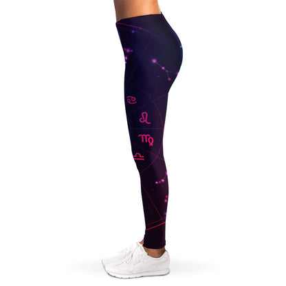 Zodiac Symbols Wheel Print Women's Leggings