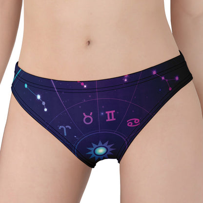 Zodiac Symbols Wheel Print Women's Panties