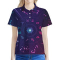 Zodiac Symbols Wheel Print Women's Polo Shirt
