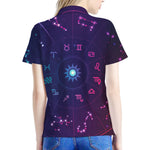 Zodiac Symbols Wheel Print Women's Polo Shirt