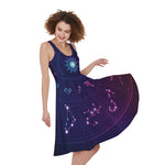 Zodiac Symbols Wheel Print Women's Sleeveless Dress