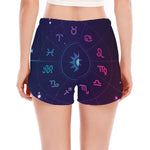 Zodiac Symbols Wheel Print Women's Split Running Shorts