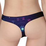 Zodiac Symbols Wheel Print Women's Thong
