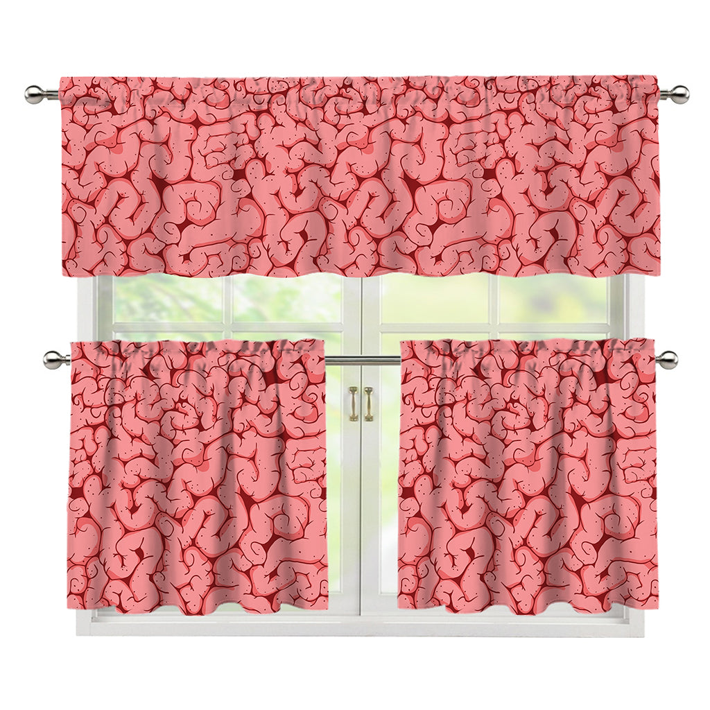 Zombie Brain Print 3 Piece Kitchen Curtains