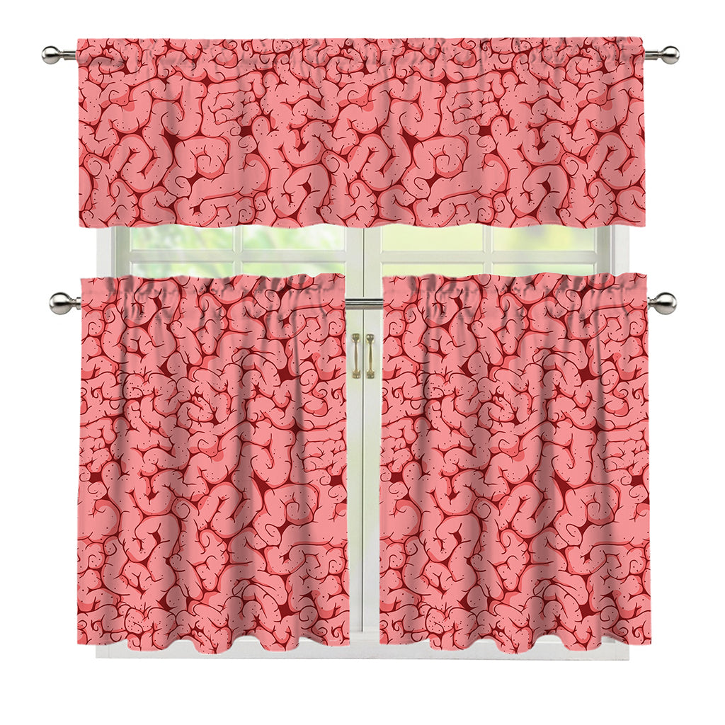 Zombie Brain Print 3 Piece Kitchen Curtains